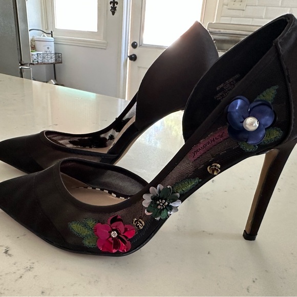 Betsey Johnson Black Floral Heels - Picture 2 of 6